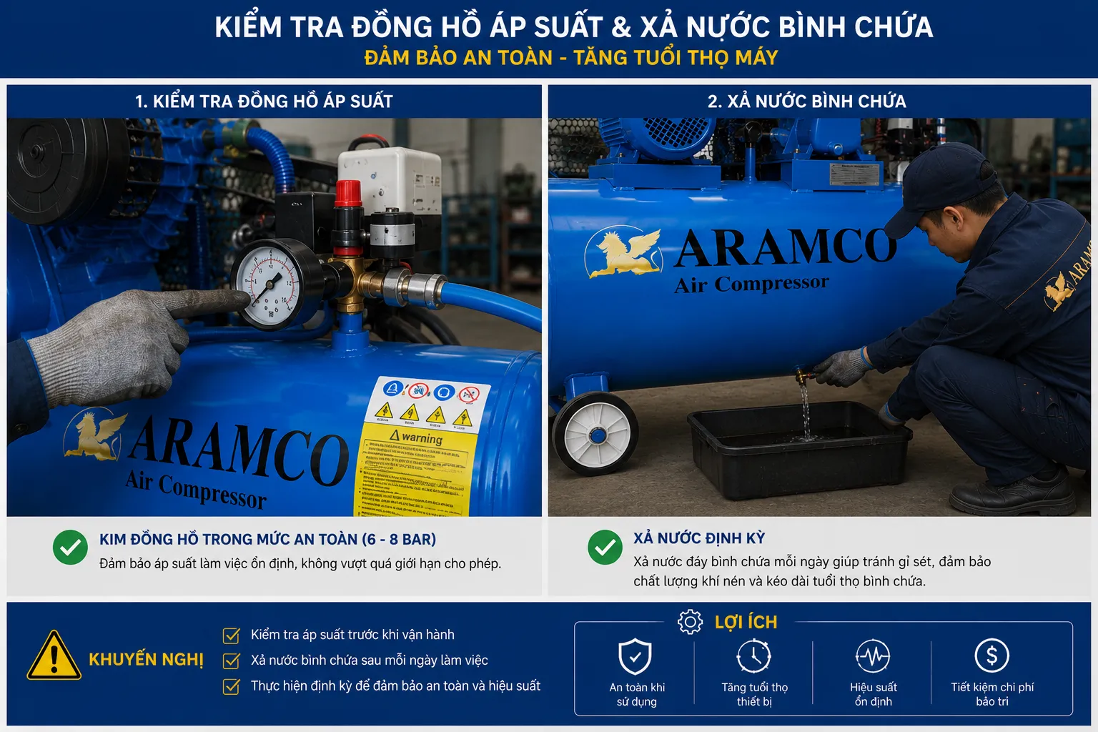 Thực hiện đúng quy trình để đảm bảo an toàn và hiệu suất vận hành.