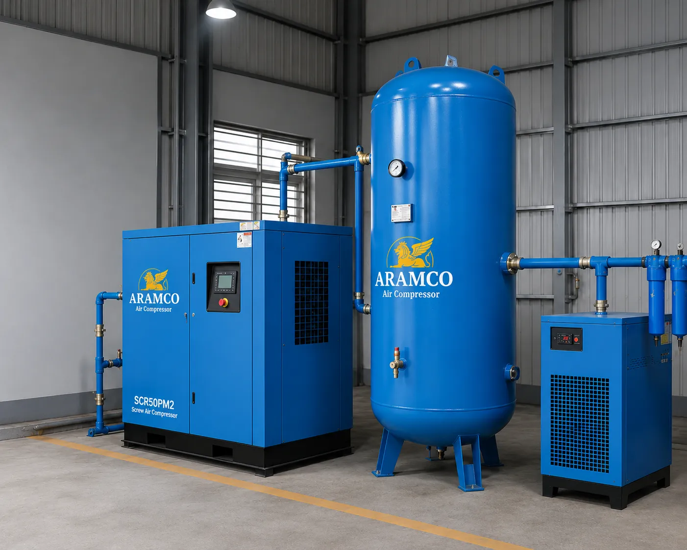Bình tích khí 300L được lắp đặt trong hệ thống khí nén giúp ổn định áp suất và lưu lượng khí.