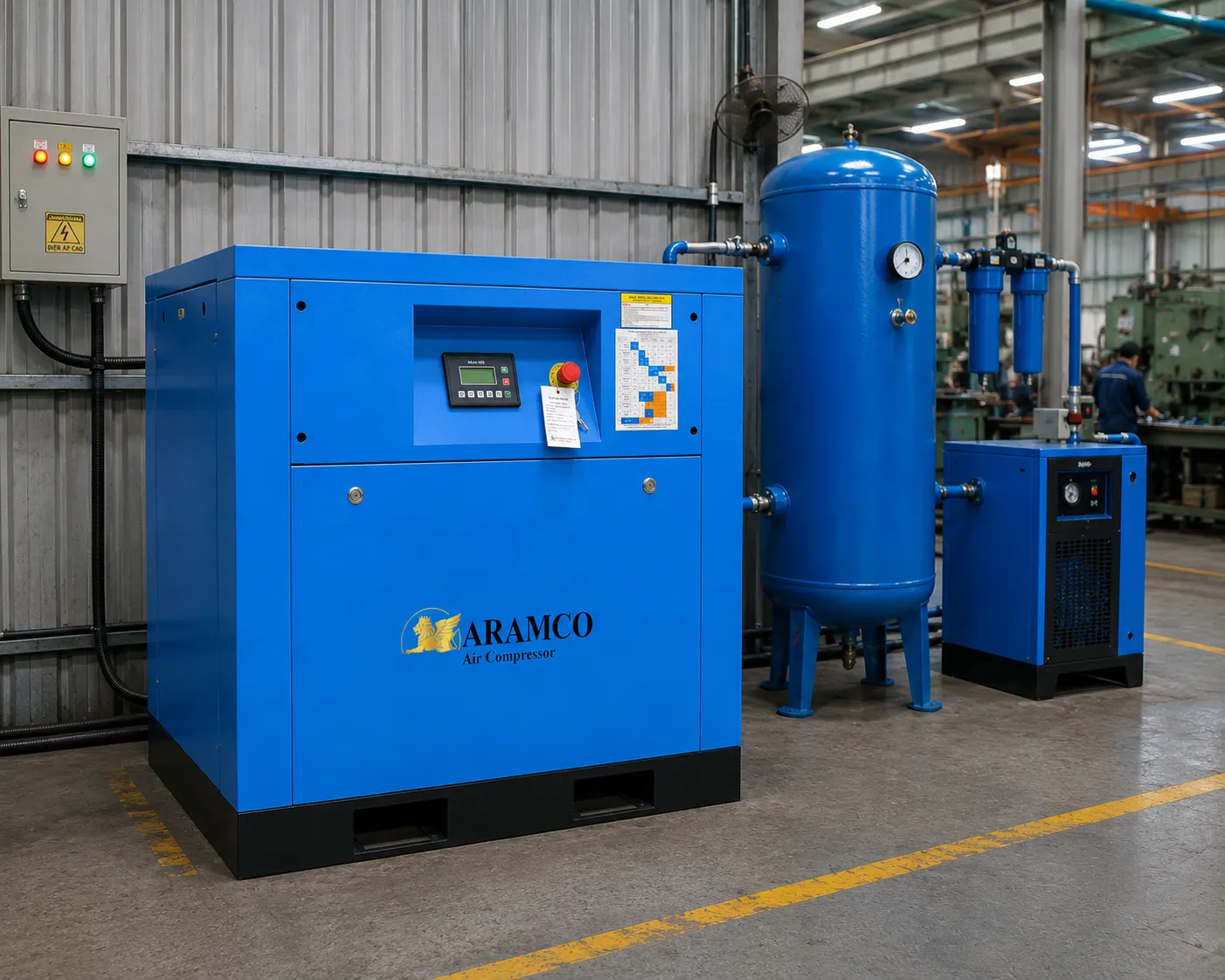 Máy Nén Khí Trục Vít Cơ 7.5kw 10HP - IP54 15 Máy nén khí trục vít ARAMCO hoạt động ổn định và tiết kiệm điện