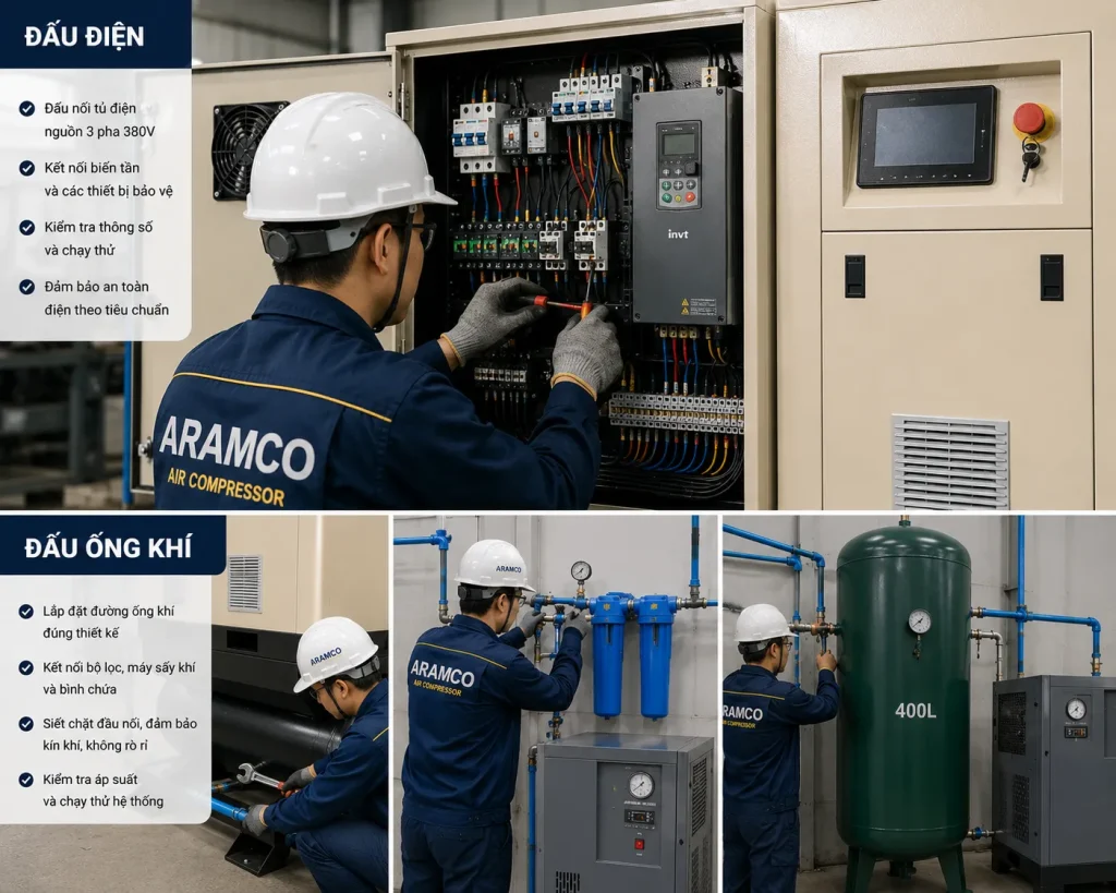 Top Máy Khí Nén Công Nghiệp Đáng Mua Nhất Hiện Nay 10 Đội ngũ kỹ thuật ARAMCO tư vấn lựa chọn và lắp đặt hệ thống Máy Khí Nén phù hợp.