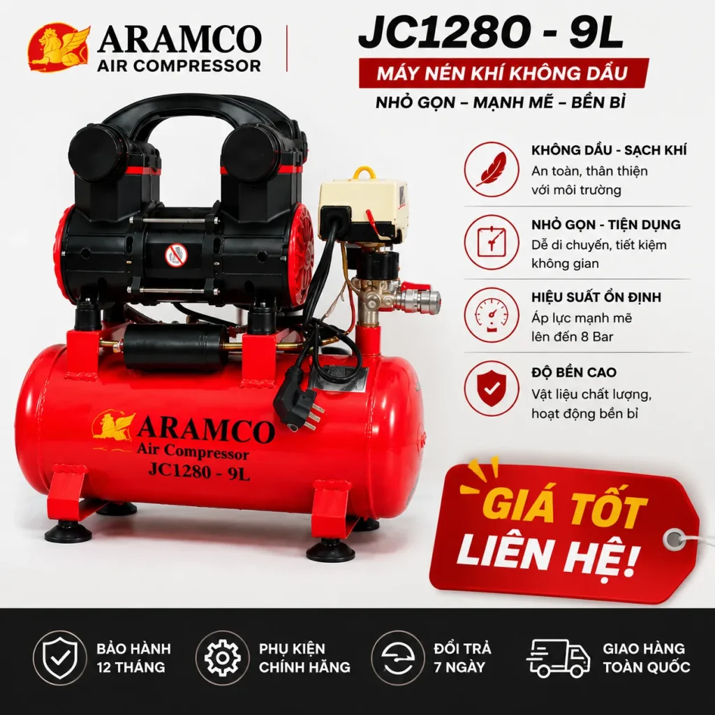 Máy nén khí Aramco JC1280 - 9L giá tốt, liên hệ để nhận báo giá