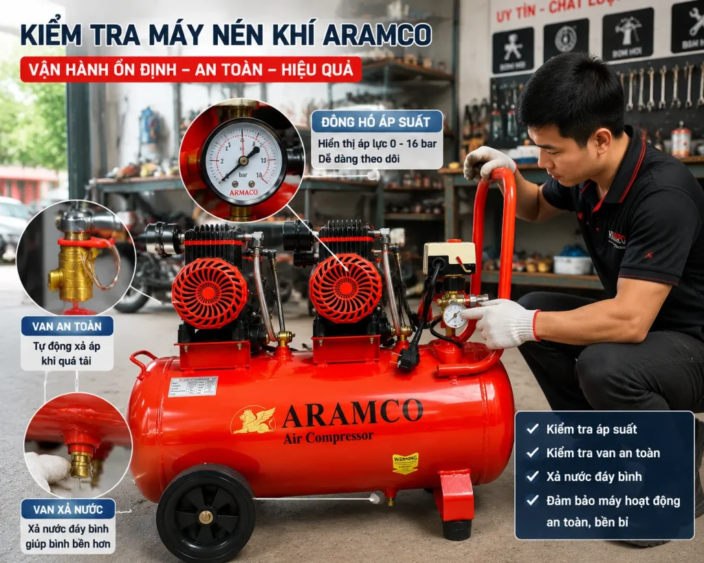 Kiểm tra định kỳ giúp máy nén khí vận hành ổn định và an toàn.