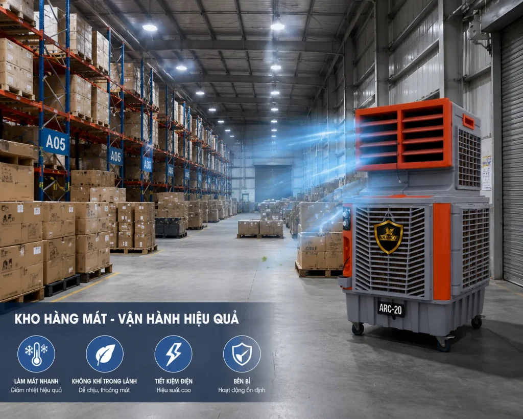 Hiệu quả làm mát của ARC-20 trong môi trường kho hàng vận hành liên tục