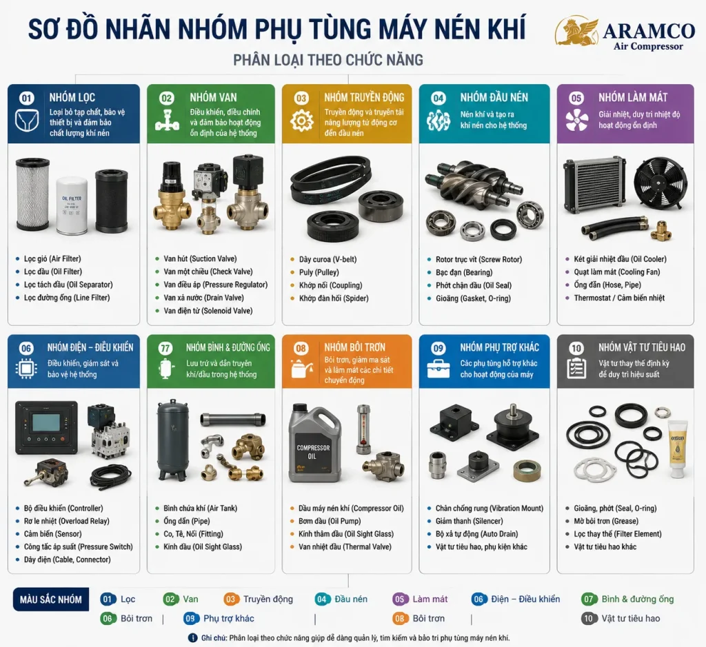 Nhóm phụ tùng tiêu hao và bộ phận chính