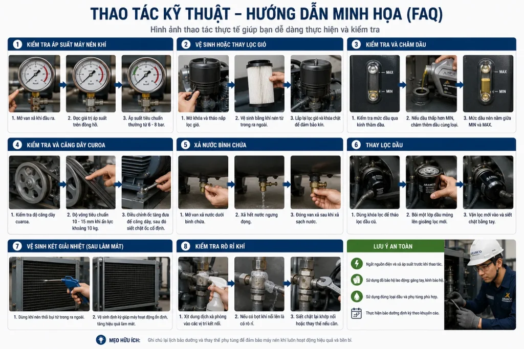Liên Hệ Công Ty Cổ phần Công Nghệ CNC Trí Thành để được hướng dẩn và thay thế phụ tùng máy nén khí