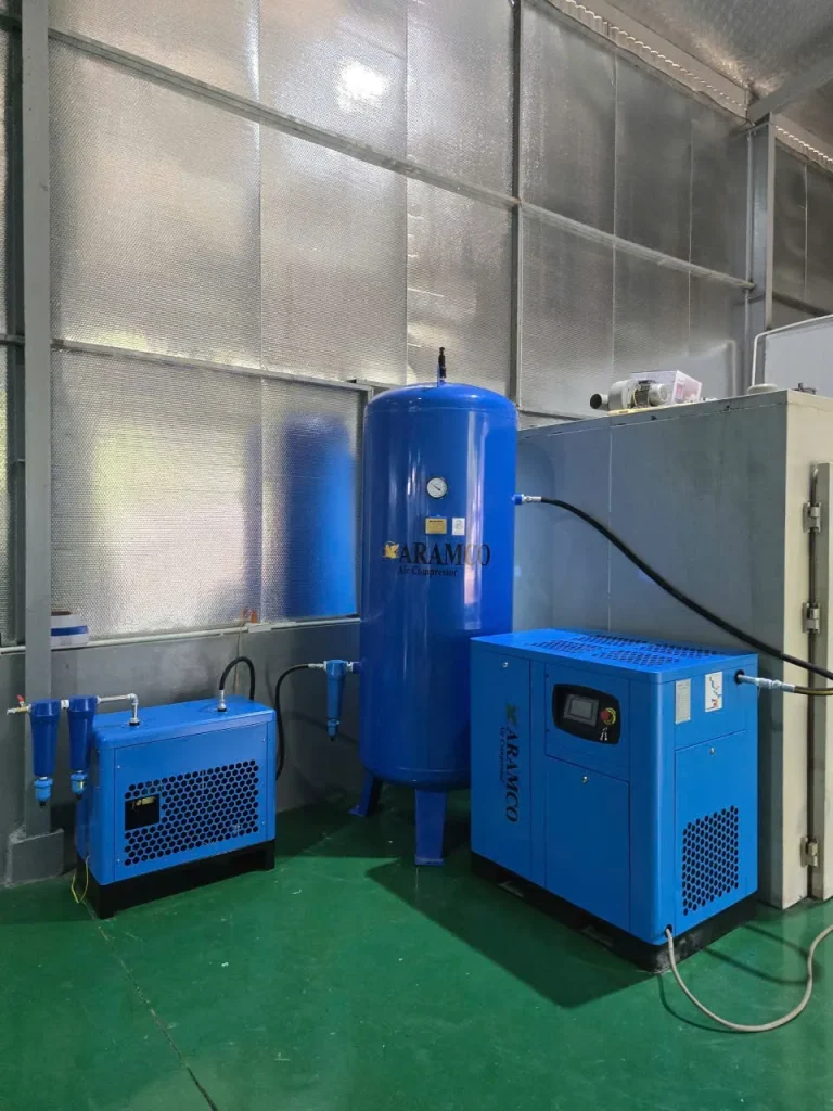 Bình chứa khí nén giúp giảm số lần đóng ngắt máy nén khí và tiết kiệm điện năng.